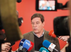 Besteiro, durante a súa comparecencia na sede do PSdeG